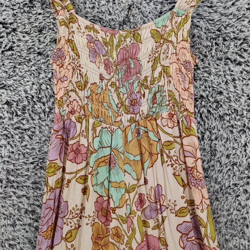 Free People Womens Romantic Retro 70s Rolling Hills Jumpsuit M Wide Leg Smocked - Picture 14 of 17